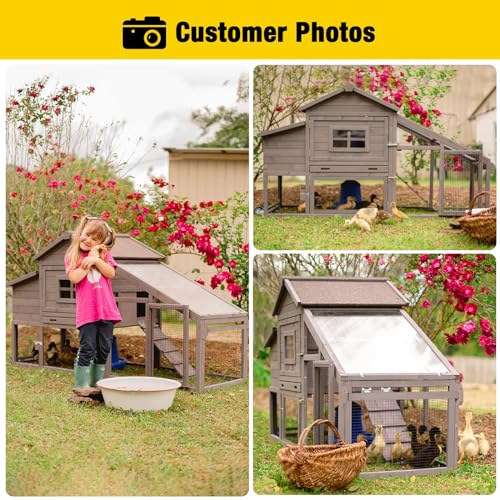 Red with White Wooden Chicken Coop with Wheels O51975