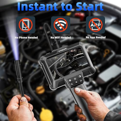 IP67 Waterproof Borescope Camera with 8 Adjustable LED Lights, 4.3" LCD Screen, HD 1080P, 16.5ft Semi-Rigid Cord O213