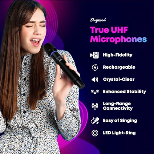 Portable Bluetooth Karaoke Machine with 2 Wireless Microphones G372