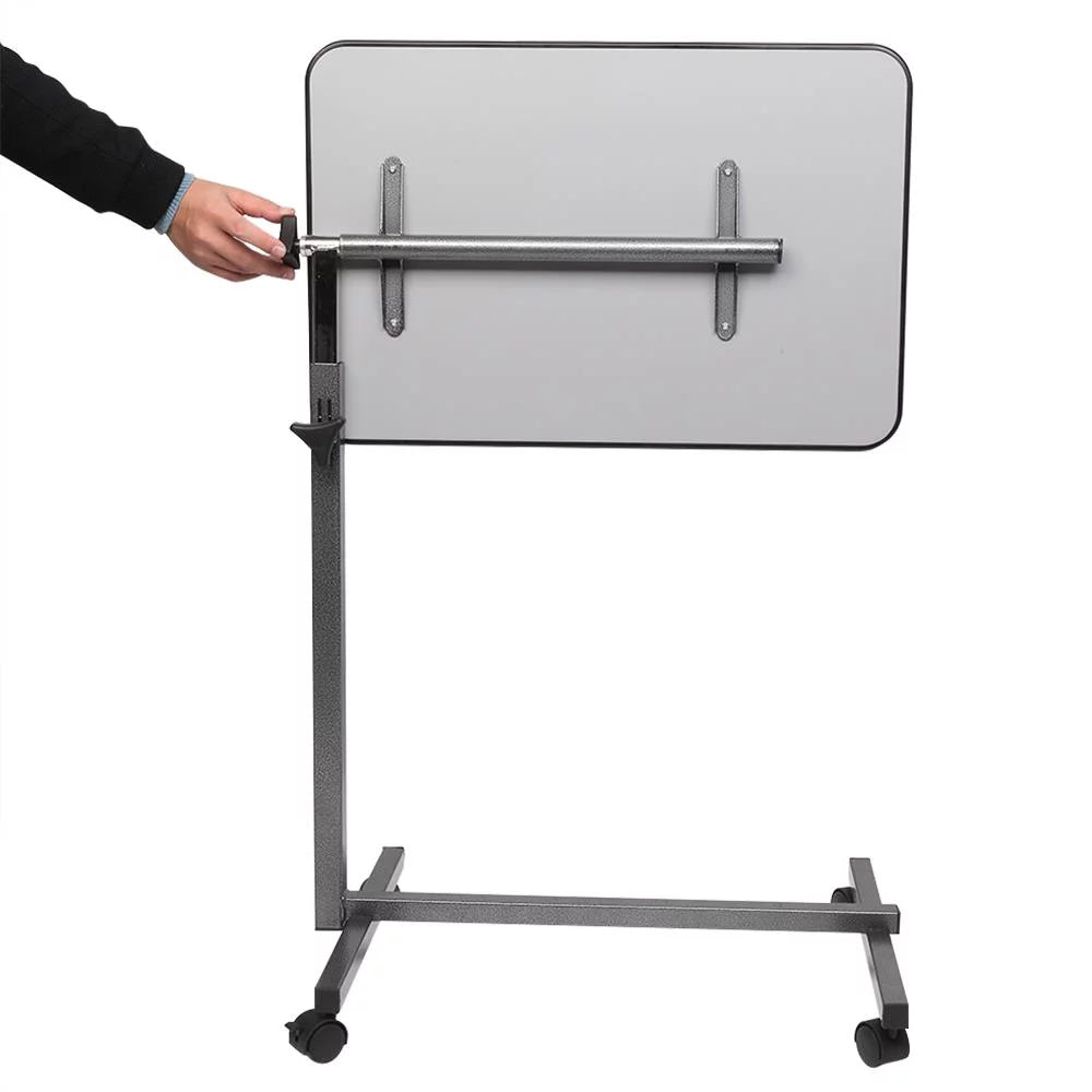 Adjustable Overbed Bedside Table with Wheels Gray S23639