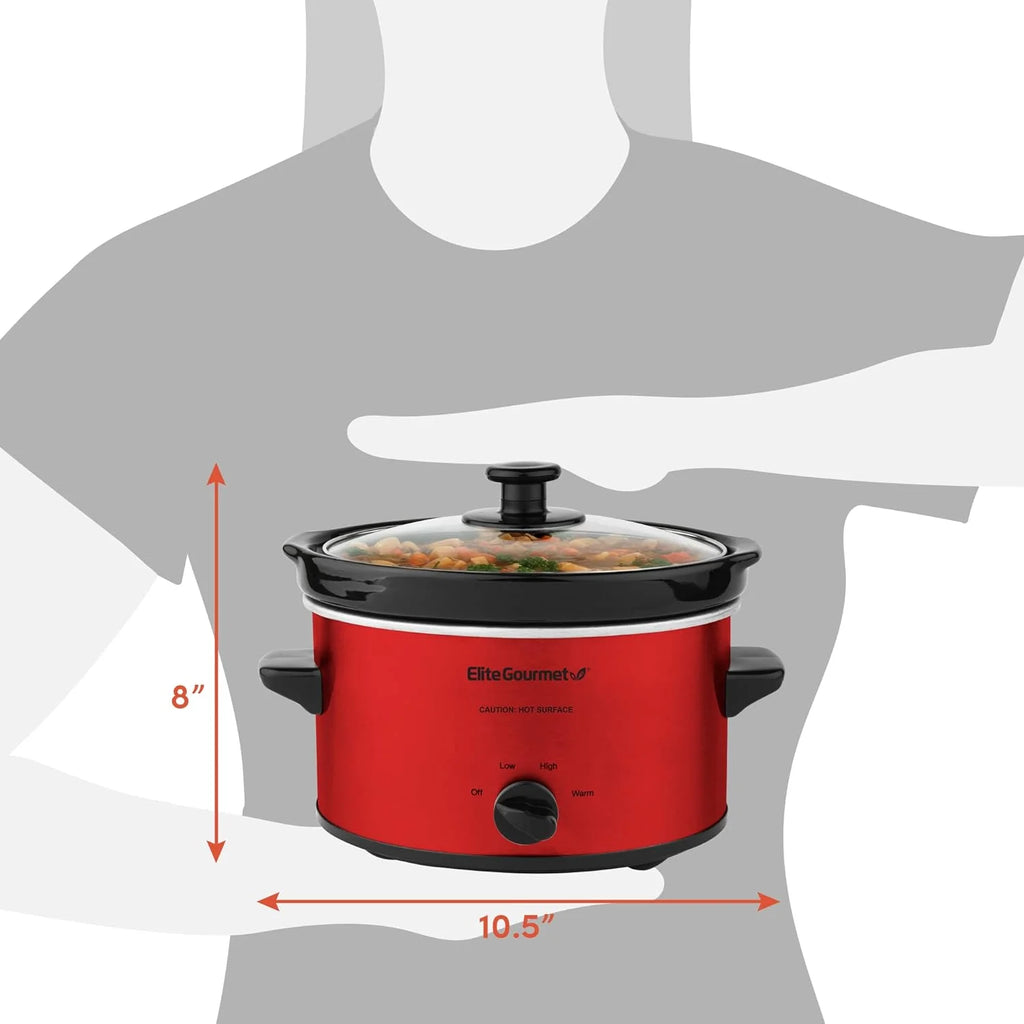 Metallic Red 2 Quart Electric Slow Cooker with Glass Lid N216905