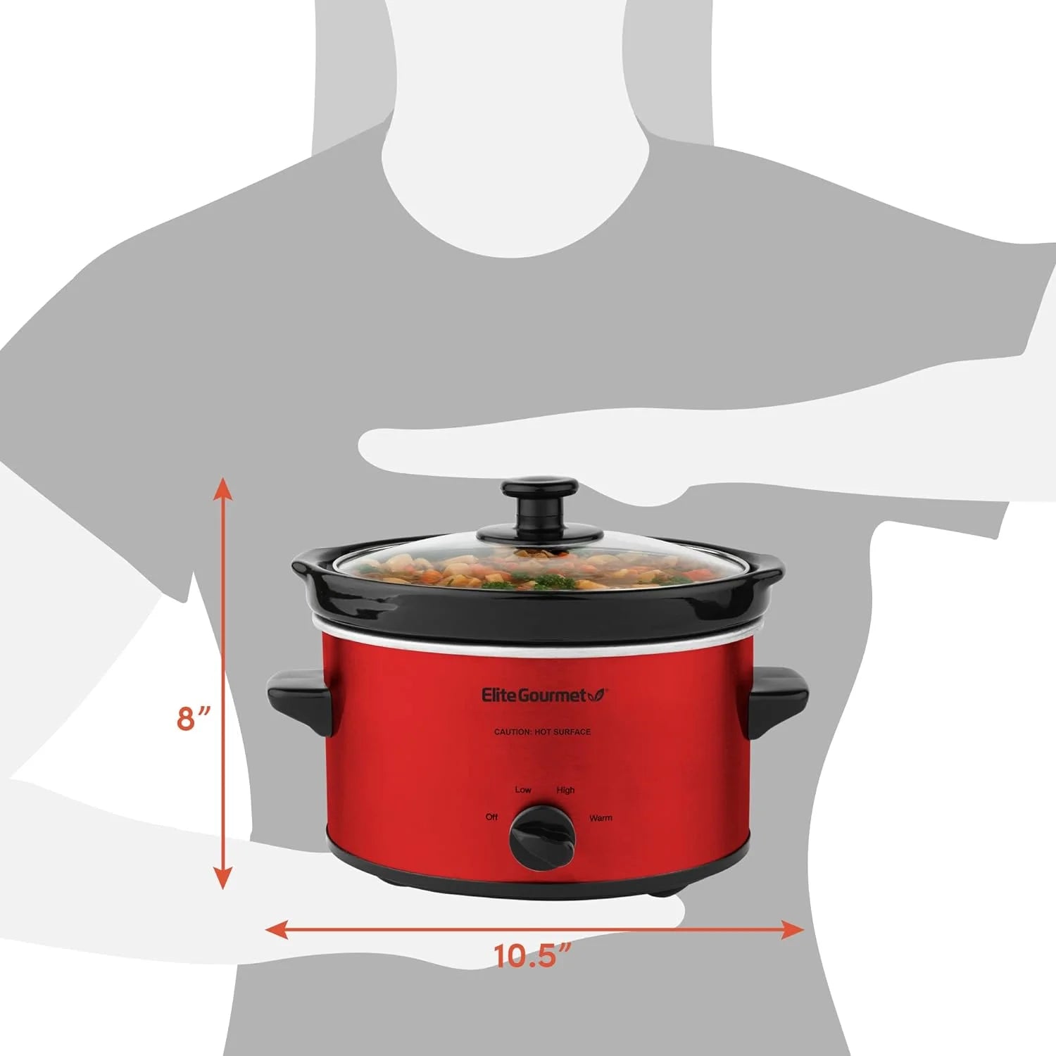 Metallic Red 2 Quart Electric Slow Cooker with Glass Lid N216905