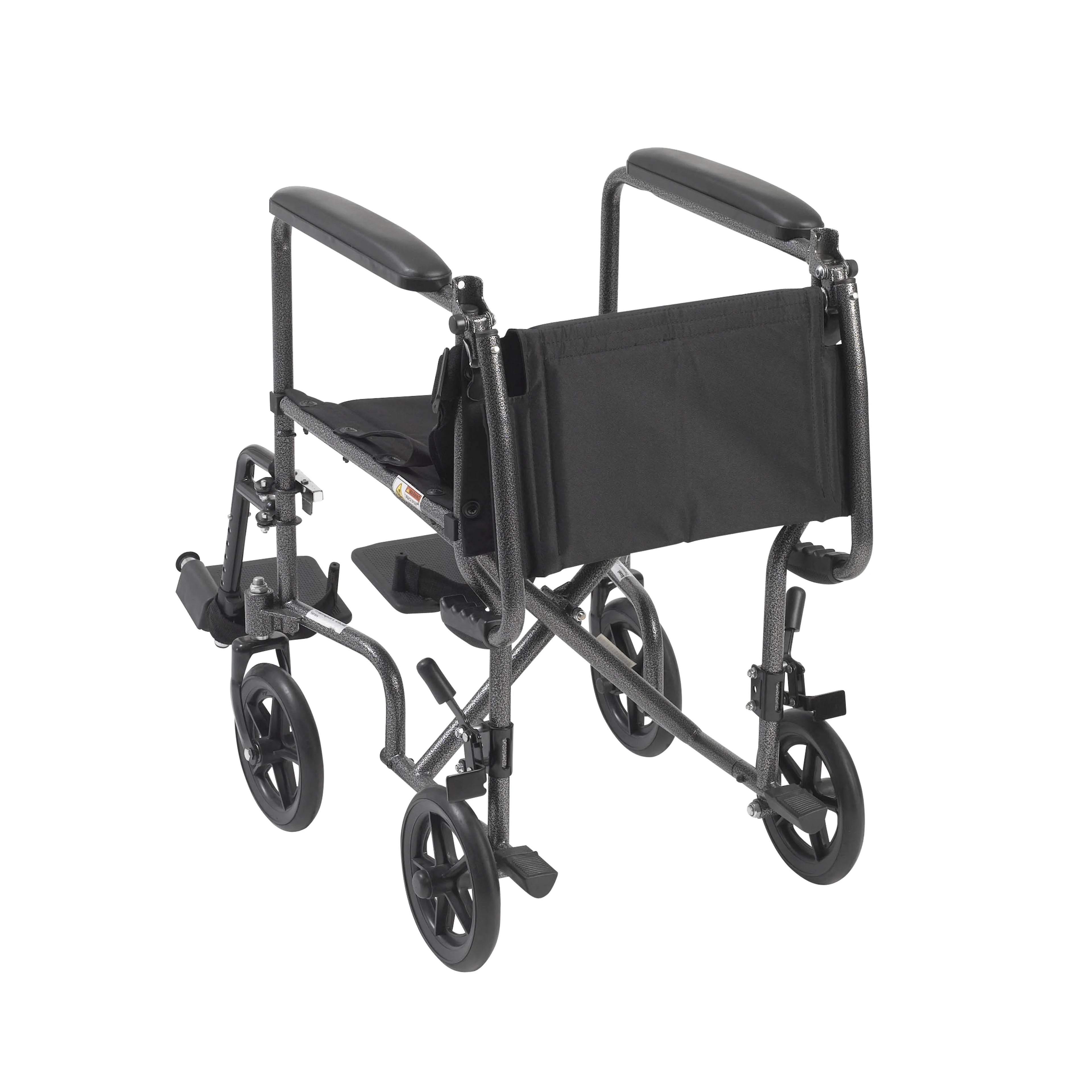 Lightweight Steel Transport Wheelchair, Fixed Full Arms, 19" Seat Y311781