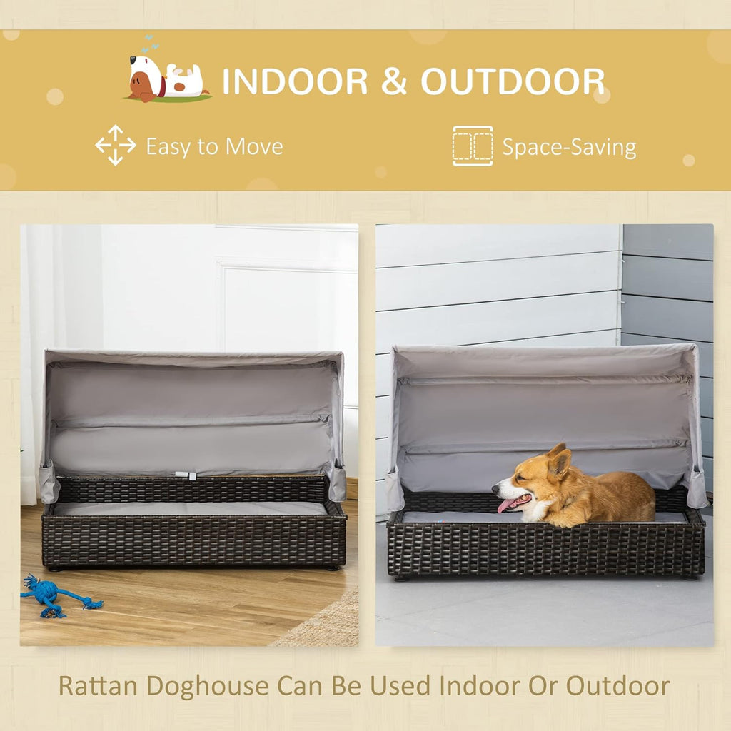Elevated Rattan Pet Sofa with Waterproof Cushion T3451