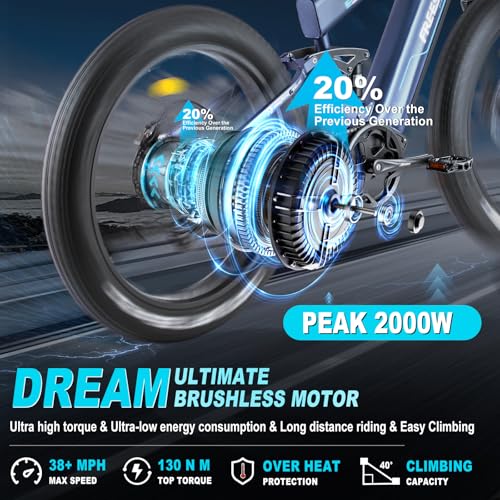 Dual Battery 48V 35AH 2000W 80-155 Miles Electric Bike 26" Fat Tire Full Suspension EBike with Dual Hydraulic Brakes M7806
