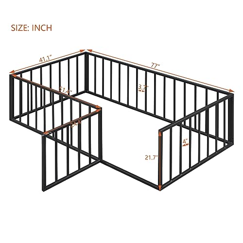 Full Montessori Floor Bed with Door (Black) L720405