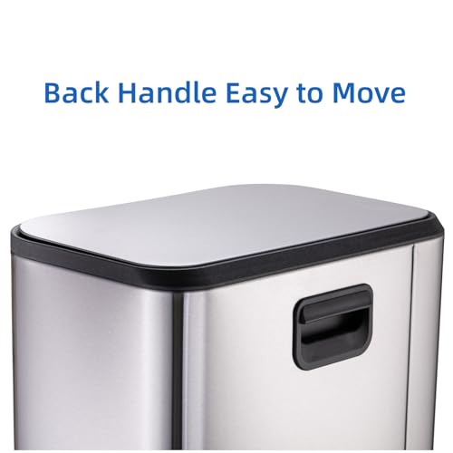 13 Gallon Stainless Steel Step Trash Can with Soft Close Lid O441344