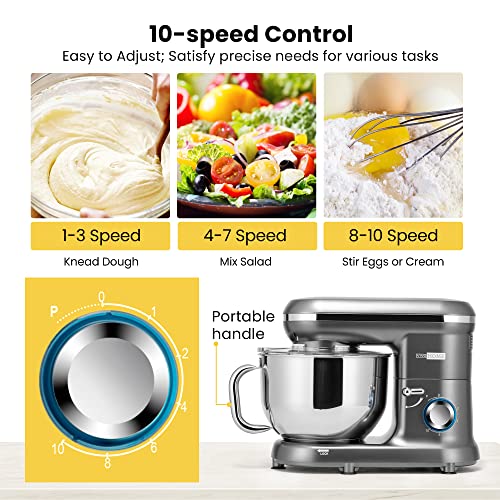 650W 6 Quart Tilt-Head Stand Mixer with Beater, Dough Hook and Wire Whip J36819