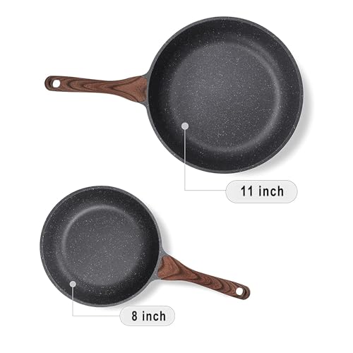 Nonstick Frying Pan Skillets, Swiss Granite Coating, PFOA Free (9.5+11+12.5 Inch) N232148
