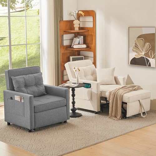 3 in 1 Convertible Sleeper Chair Bed with 2 Pillows and Backrest C239549