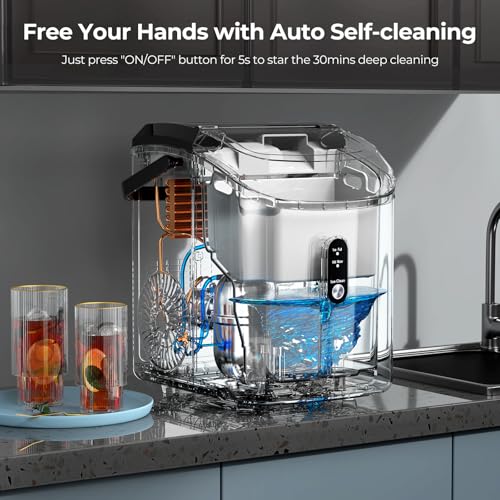 Black Countertop Nugget Ice Maker with Self-Cleaning I689