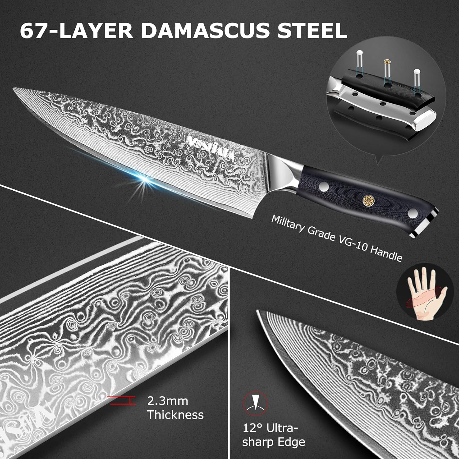5PCS Damascus Chef Knife Set C95318