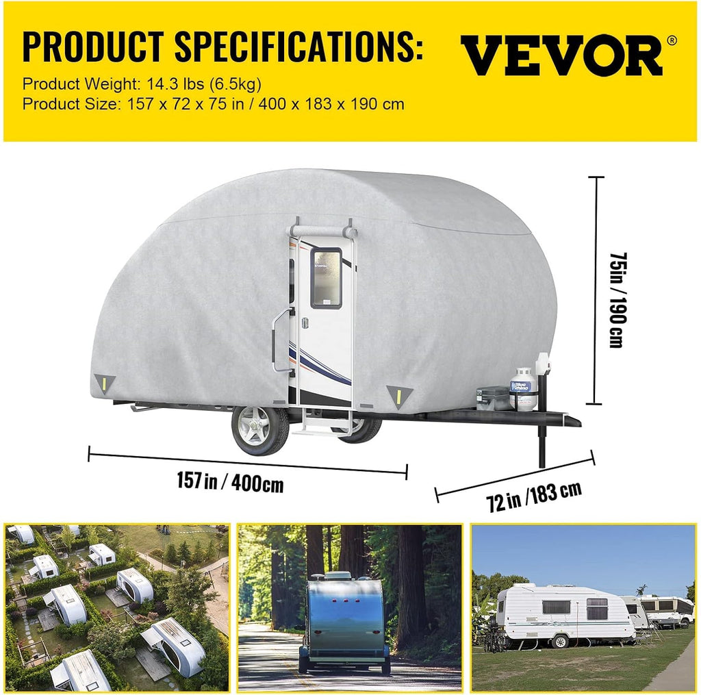 Upgraded Non-Woven 4 Layers Teardrop Trailer Cover with Storage Bag X60811
