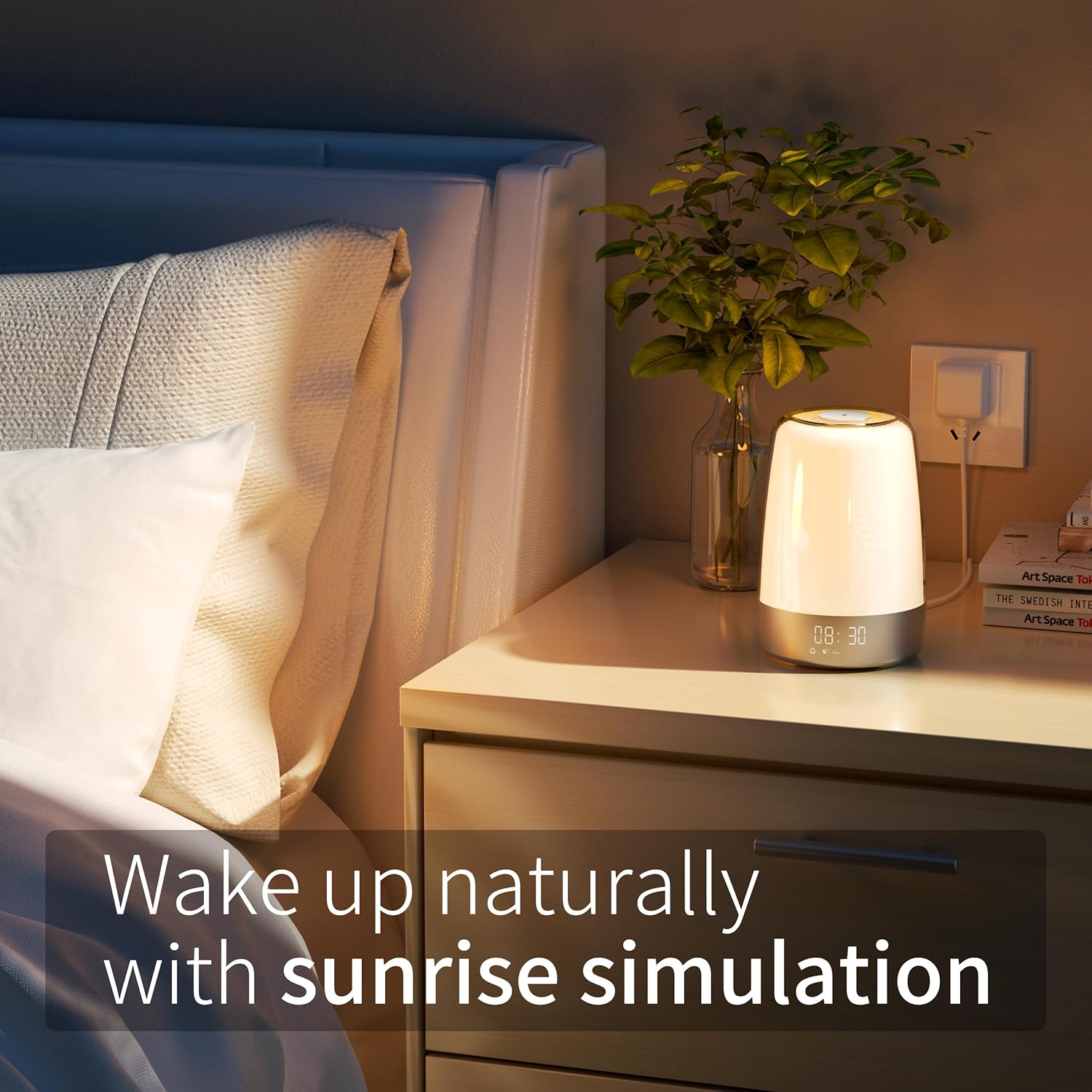 Dimmable Touch Sunrise Alarm Clock with 6 RGB Colors 5 Nature Sounds O8732