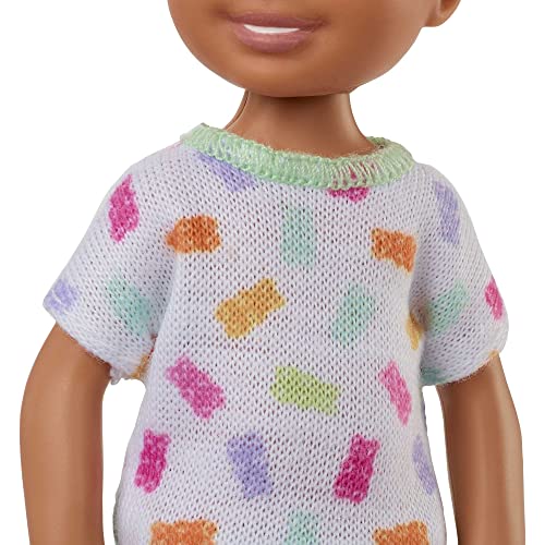 Chelsea Doll with Long Blonde Hair & Blue Eyes Wearing Removable Purple Flowered Dress & Yellow Shoes Z62816