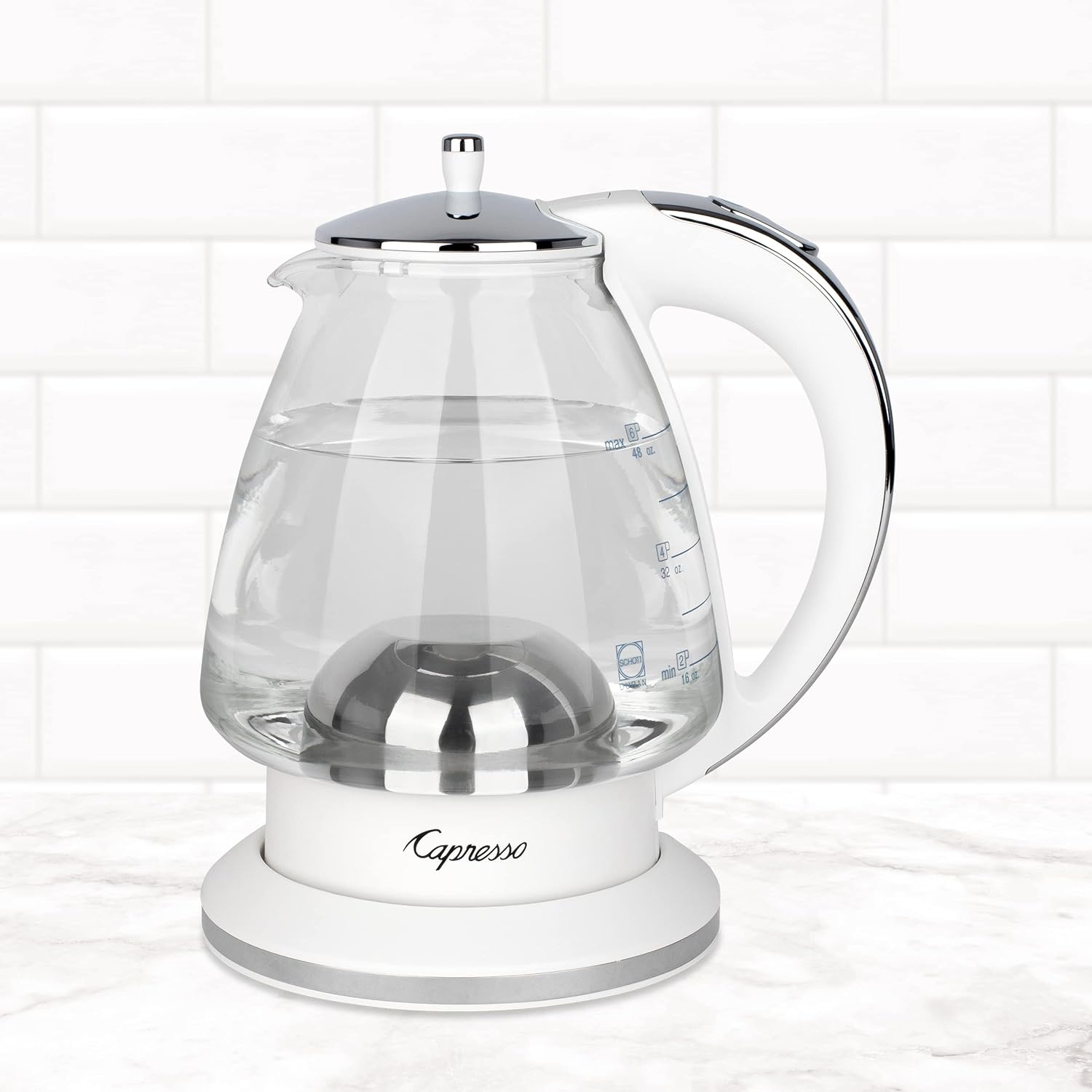 White 48 oz Glass Kettle V1896