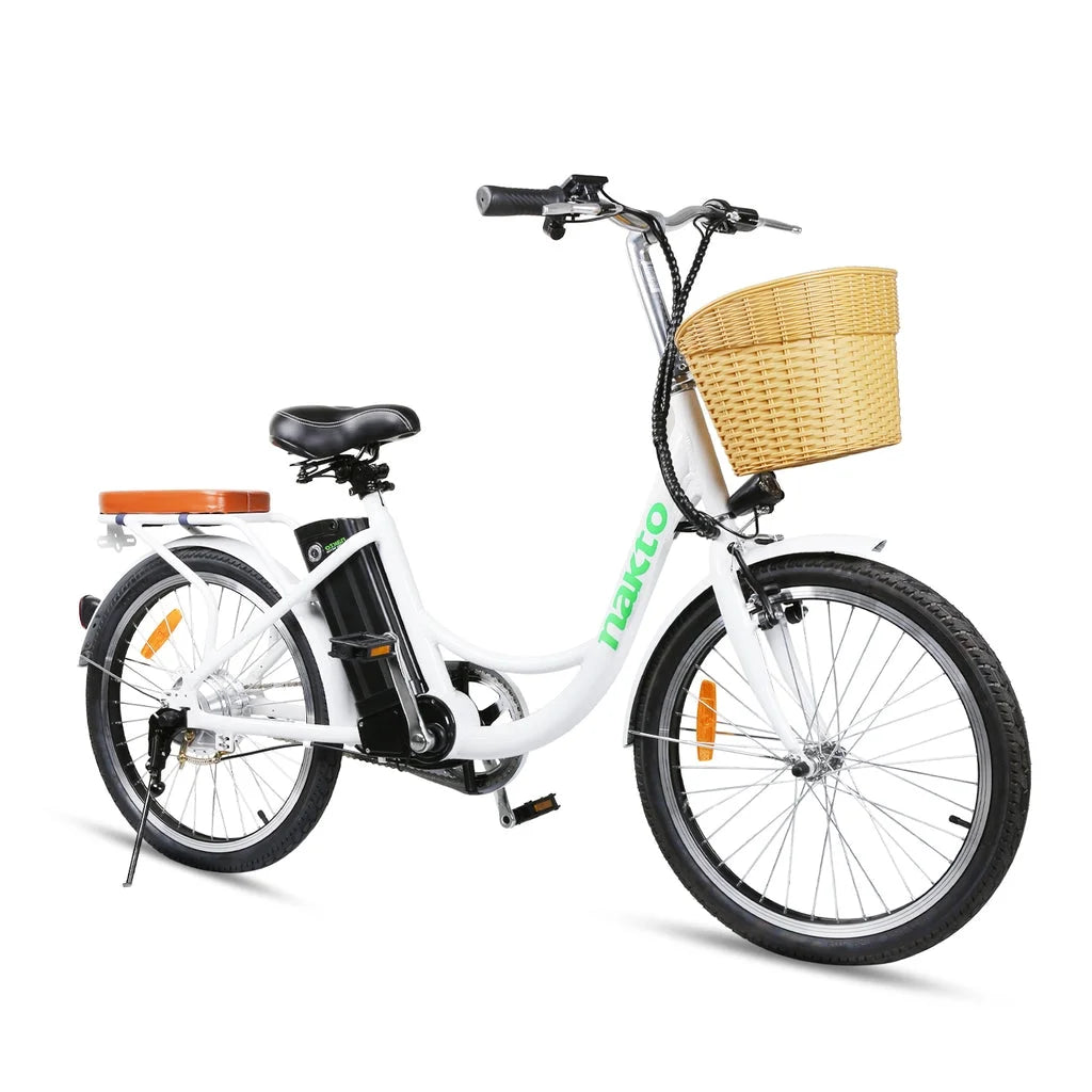 White 22" Electric Bicycle 250 W 36 V 10 Ah Lithium-Ion Battery G97557
