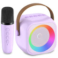 Mini Karaoke Machine with 2 Wireless Microphone & LED Lights W296011