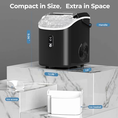 Black Countertop Nugget Ice Maker with Self-Cleaning I689