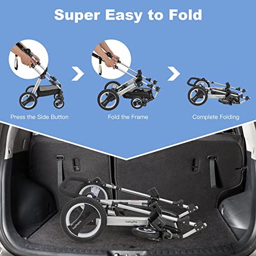 2-in-1 Convertible Bassinet Reclining Stroller with 5-Point Harness, Aluminum Structure, Khaki X47030