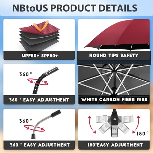2 PCS Chair Umbrella with 360° Adjustable, UPF 50+ Clamp K86201