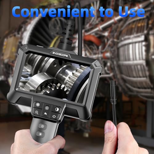 IP67 Waterproof Borescope Camera with 8 Adjustable LED Lights, 4.3" LCD Screen, HD 1080P, 16.5ft Semi-Rigid Cord O213