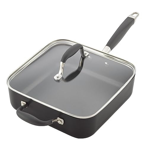 4 Quart Hard Anodized Nonstick Square Fry Pan with Helper Handle K7156