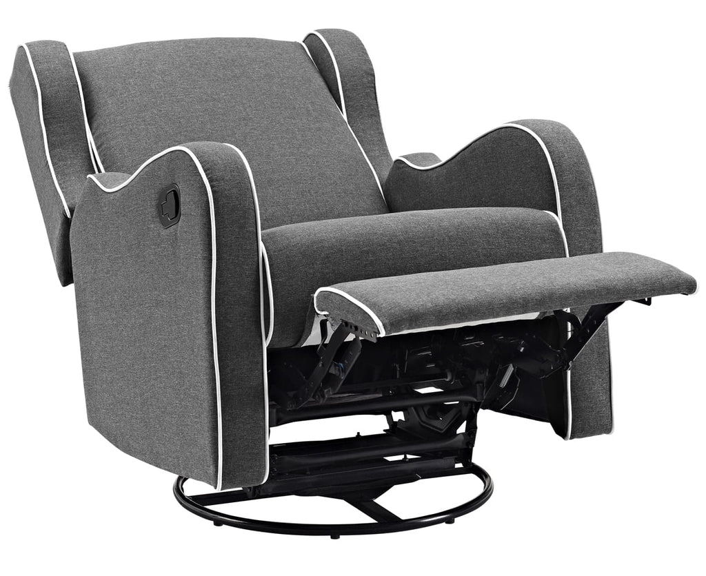 Dark Gray Fabric Upholstered Swivel Gliding Recliner L657