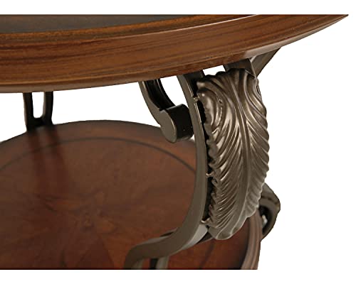 Dark Brown Oval Coffee Table with Glass Top and Shelf G2690