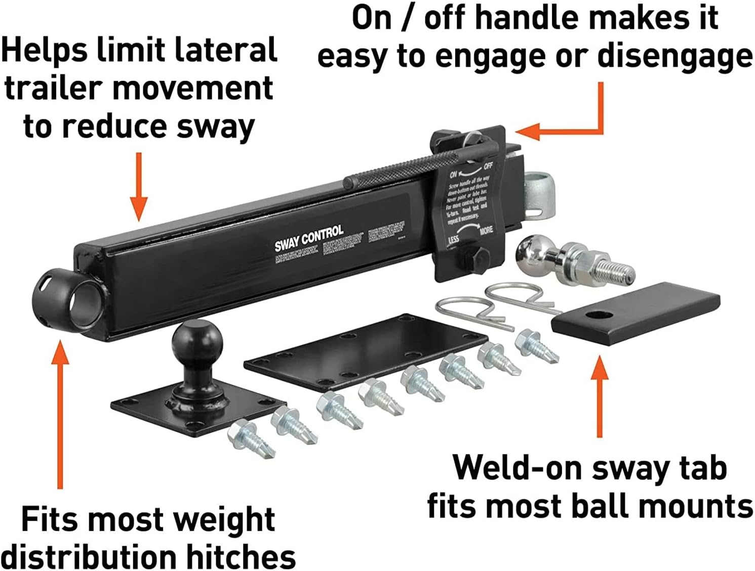 Black Air Hitch & Sway Control Towing Kit, Fits 3" Hitch 2 Sway Arm Z45099