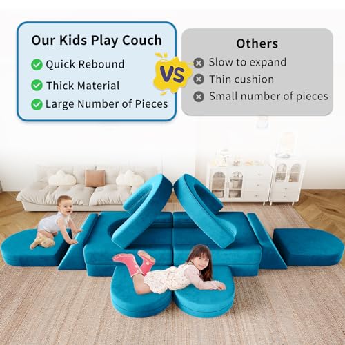12PCS Modular Toddler Couch with Triangular Cushions and Arches (Gray) N4015