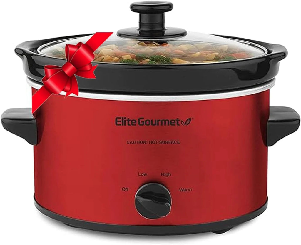 Metallic Red 2 Quart Electric Slow Cooker with Glass Lid N216905