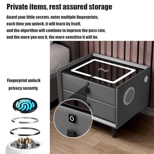 White 2 Drawer Nightstand with Wireless Charging Station I323