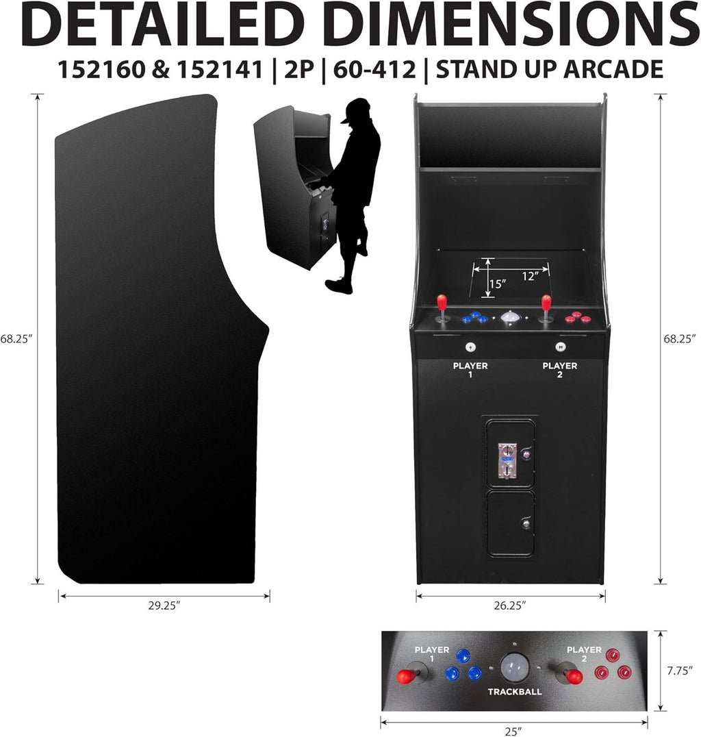 Full-Size Arcade Machine with 60 Classic Games and 2 Stools P1495