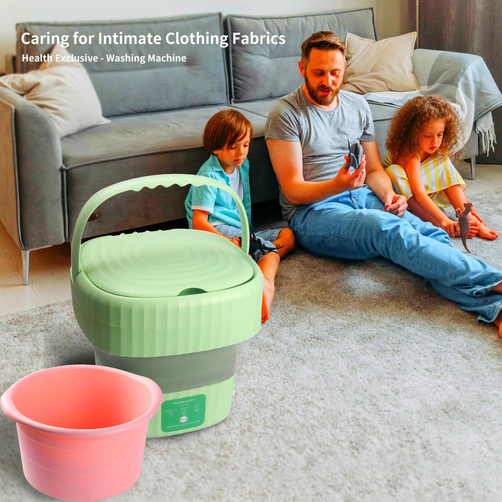 Mini Foldable Washer and Spin Dryer (Green) G7709