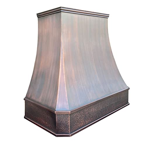 Light Hammered-Antique Copper Stainless Steel Kitchen Vent Hood U4533