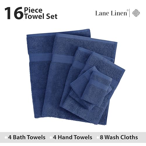 16 Piece 100% Cotton Black Bath Towel Set with 4 Bath Towels, 4 Hand Towels, 8 Wash Cloths G1437