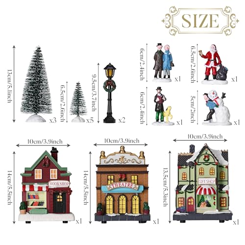 17 PCS Pre-Lit Christmas Village Set L57195