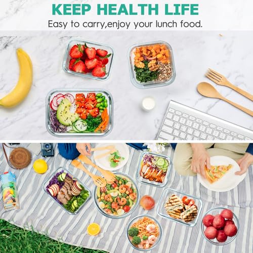 34pcs Glass Food Storage Containers with Lids Set, Airtight, Leak Proof, BPA-Free, Black H8623