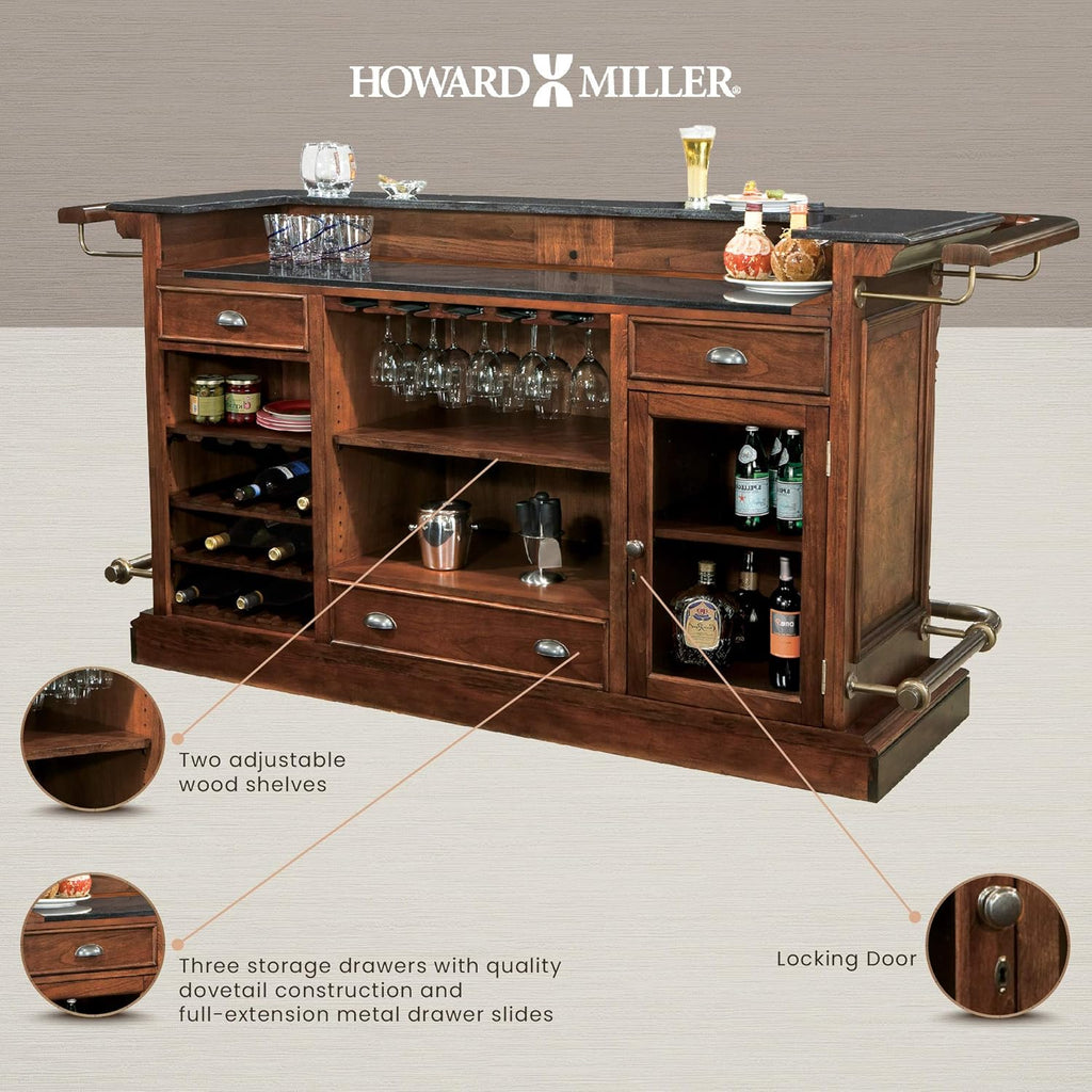 Hampton Cherry Finish Bar with 25 Wine Bottle Storage S60589