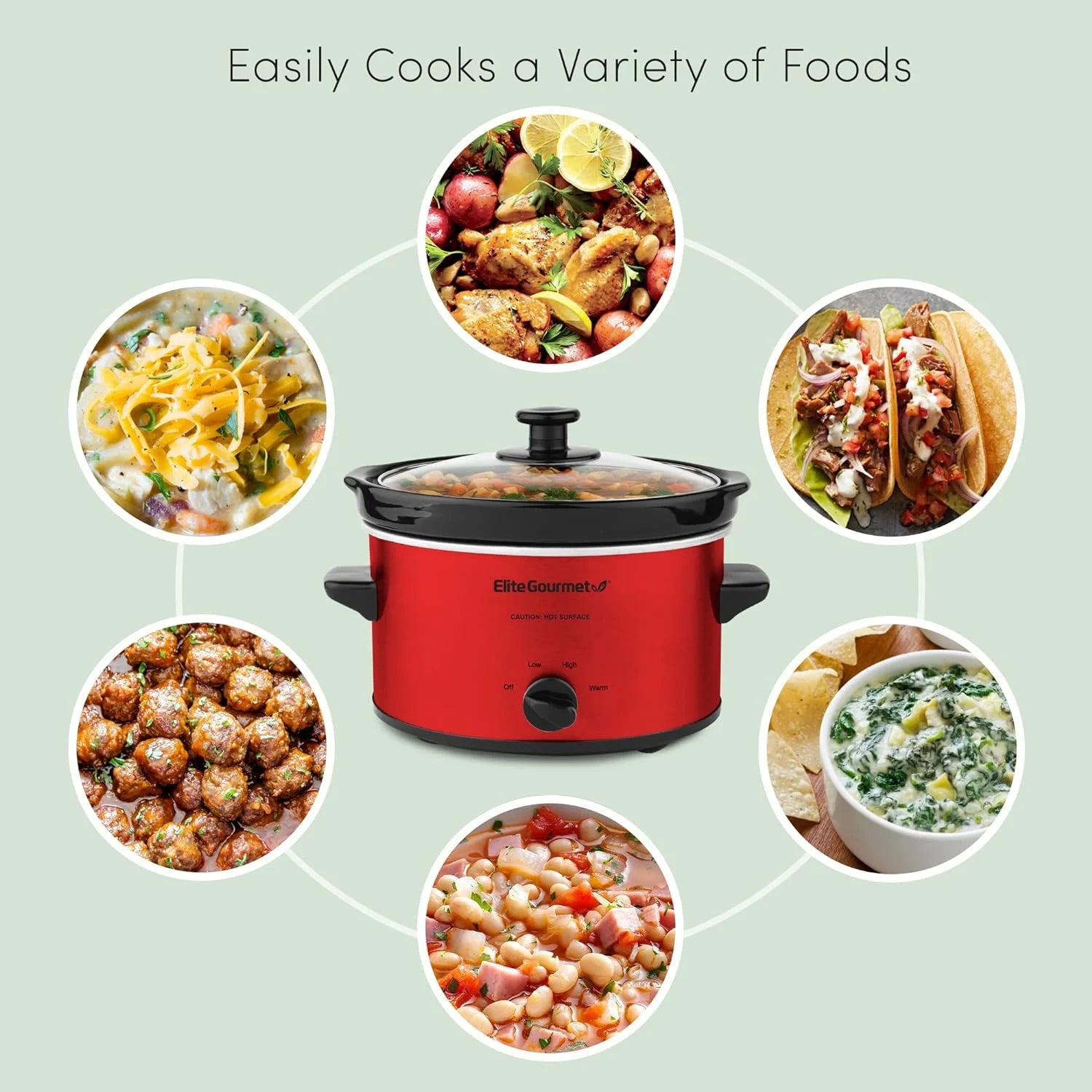 Metallic Red 2 Quart Electric Slow Cooker with Glass Lid N216905