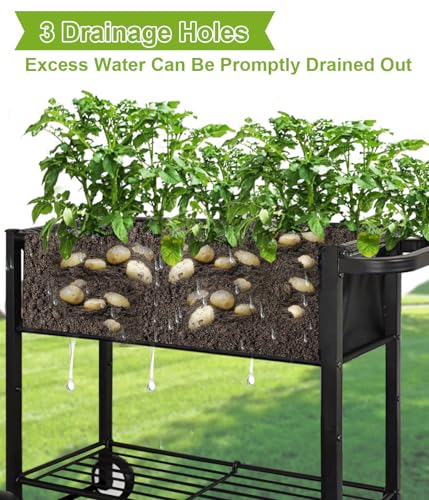 Black Raised Garden Bed with Legs on Wheels K33250