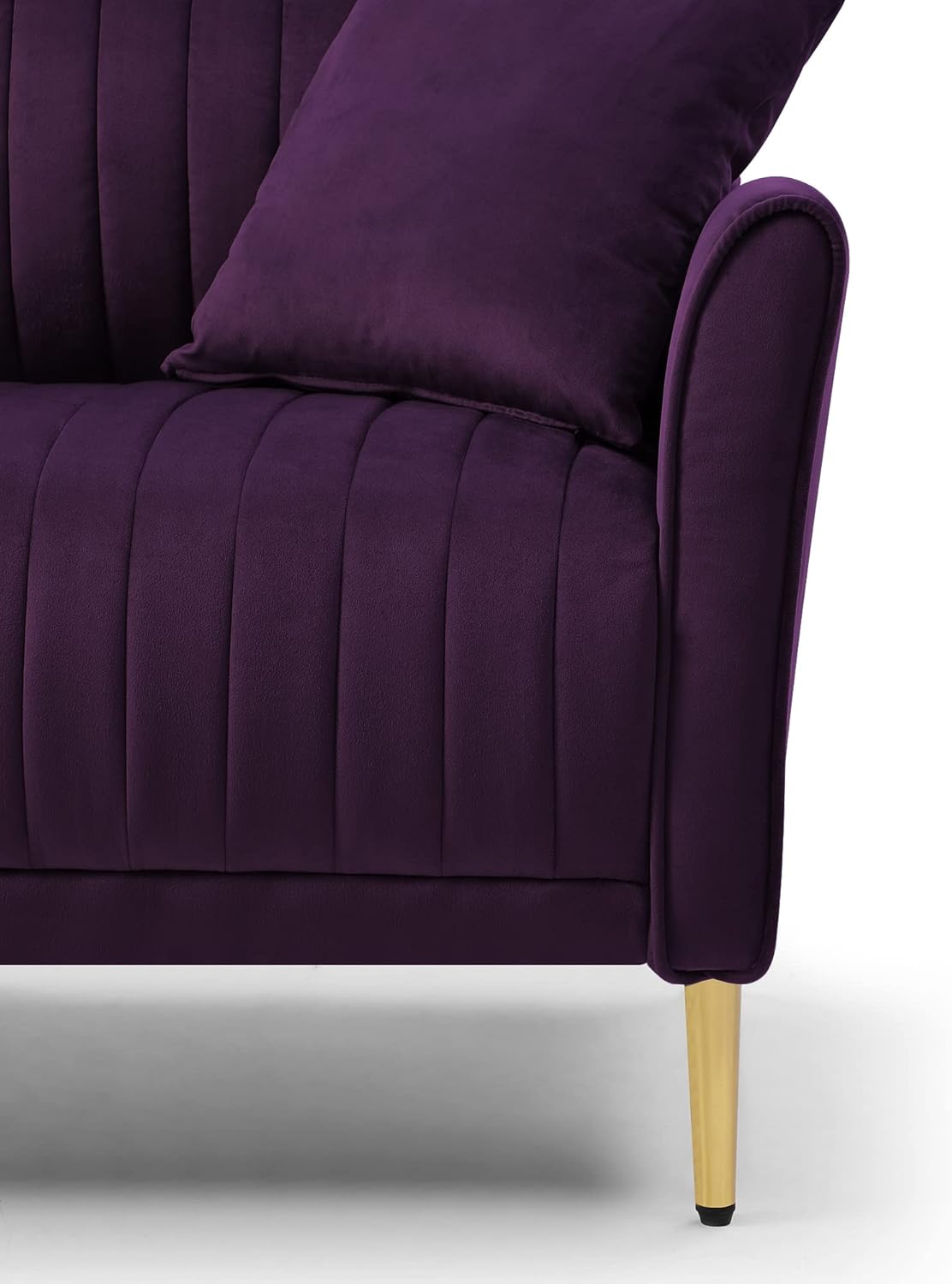 Purple Velvet Round Arm Loveseat Sofa with 2 Throw Pillows Y4063