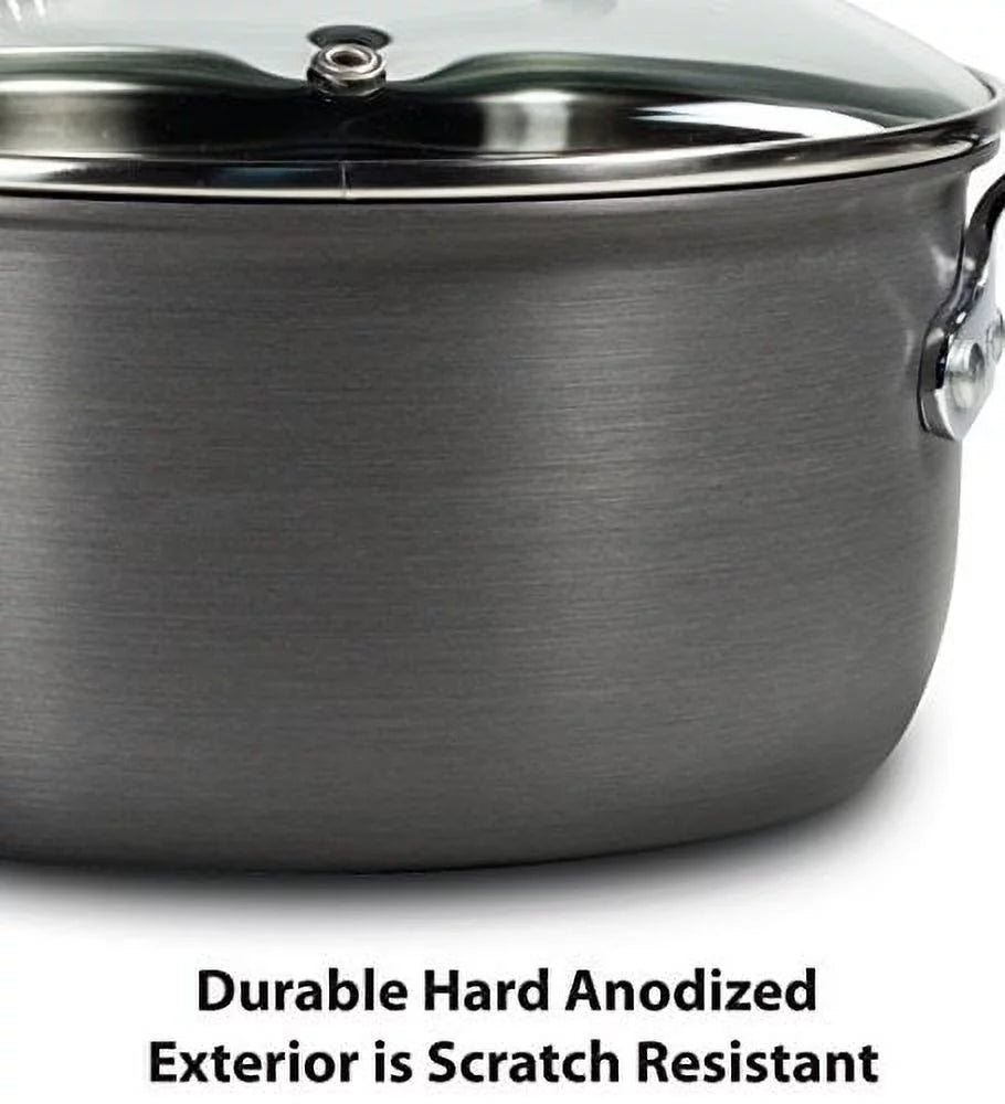 12 Piece Hard Anodized Nonstick Cookware Set, Black N787965