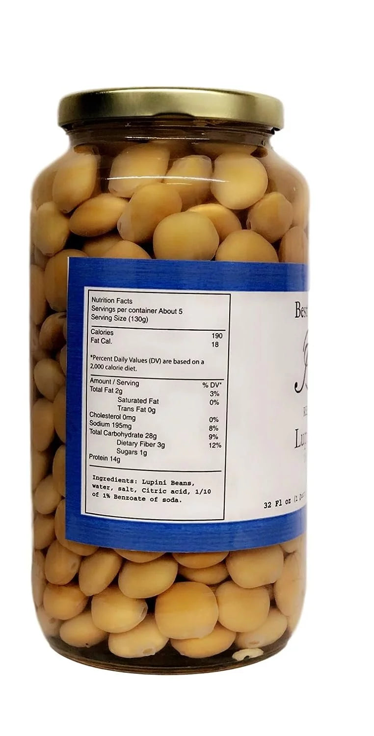 Ready To Eat Lupini Beans 32 OZ Jar Pack of 6 H278