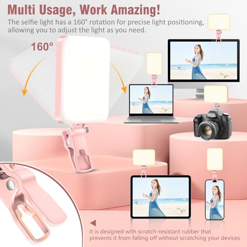 60 LED Portable Selfie Light with Clip & Tripod Adapter Rechargeable 2200mAh T526922