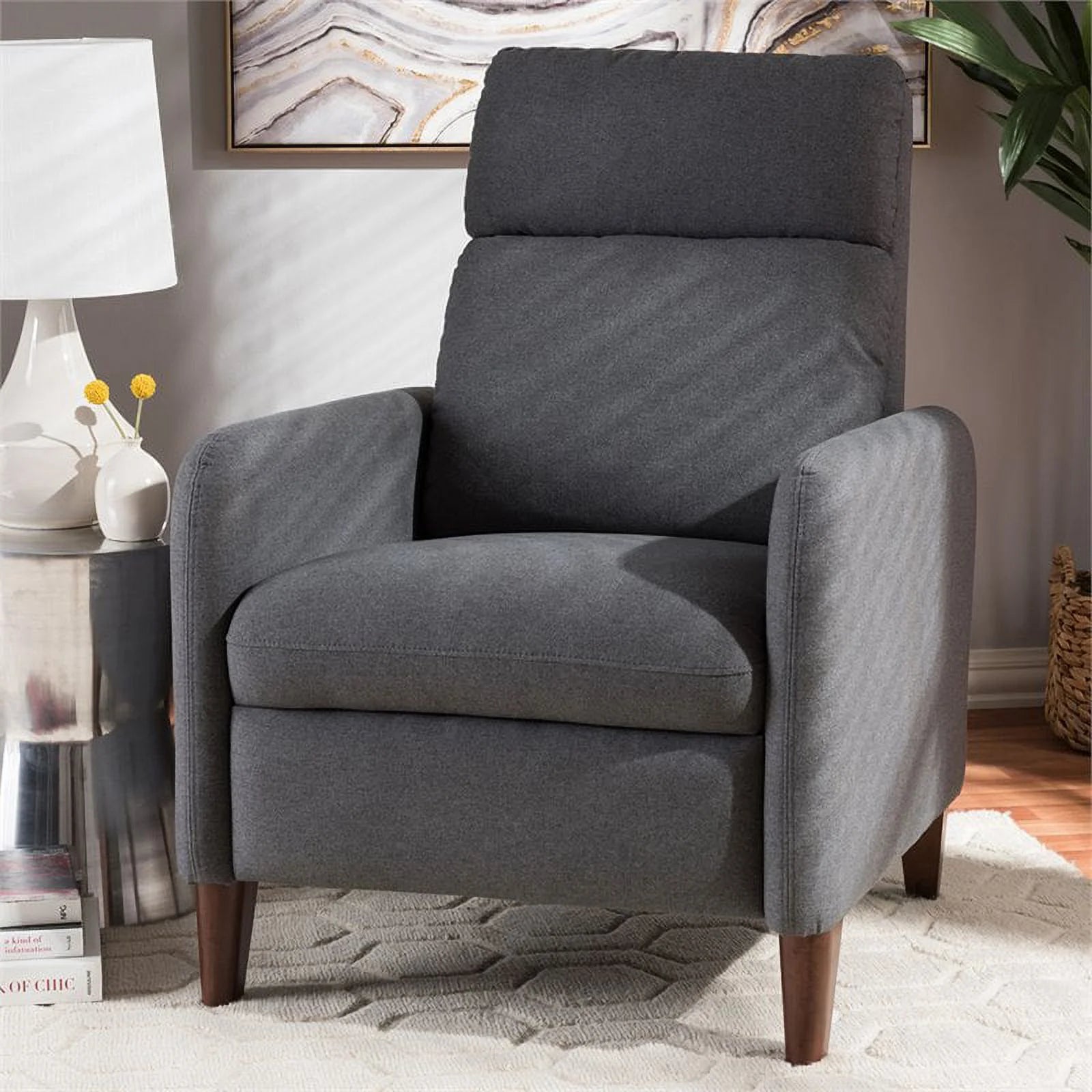 Gray and Walnut Recliner A152