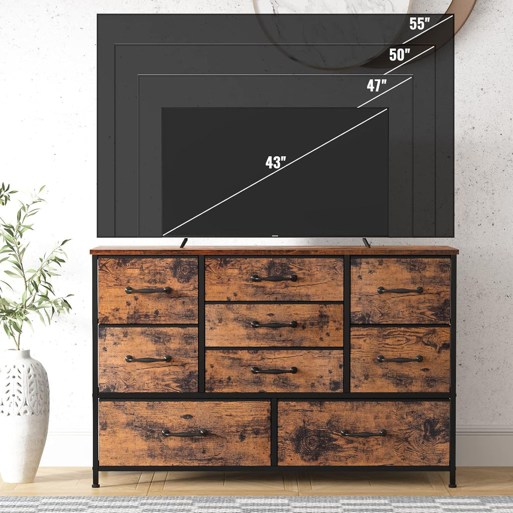 Vertical End Table and Nightstand with 9 Large Drawers, Metal Frame H21990