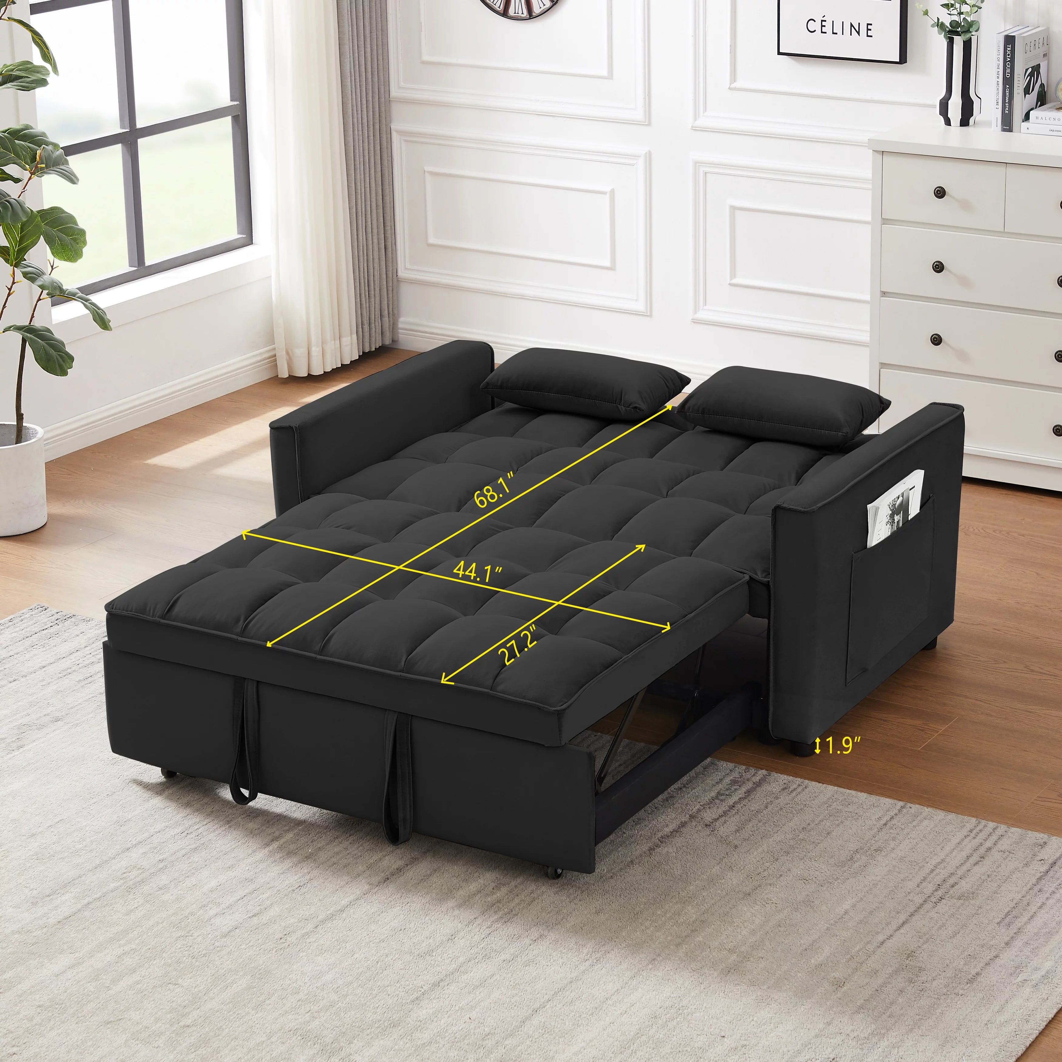 Modern Velvet Convertible Sofa Bed U9019