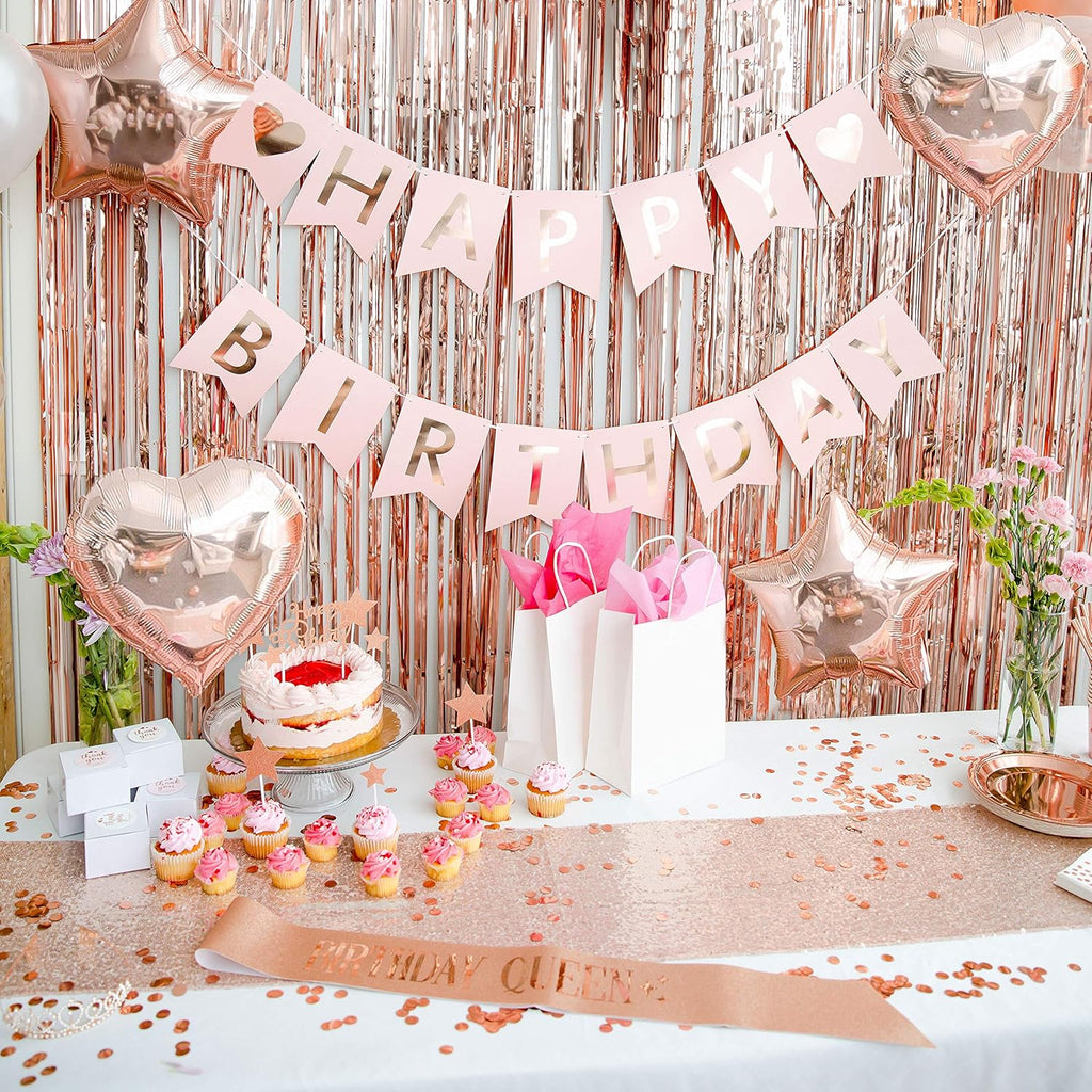 225 PC Rose Gold Birthday Party Decorations Kit D834